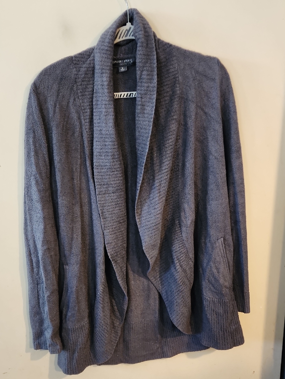 Barefoot Dreams Charcoal Gray Open-Front Shawl Collar Cardigan